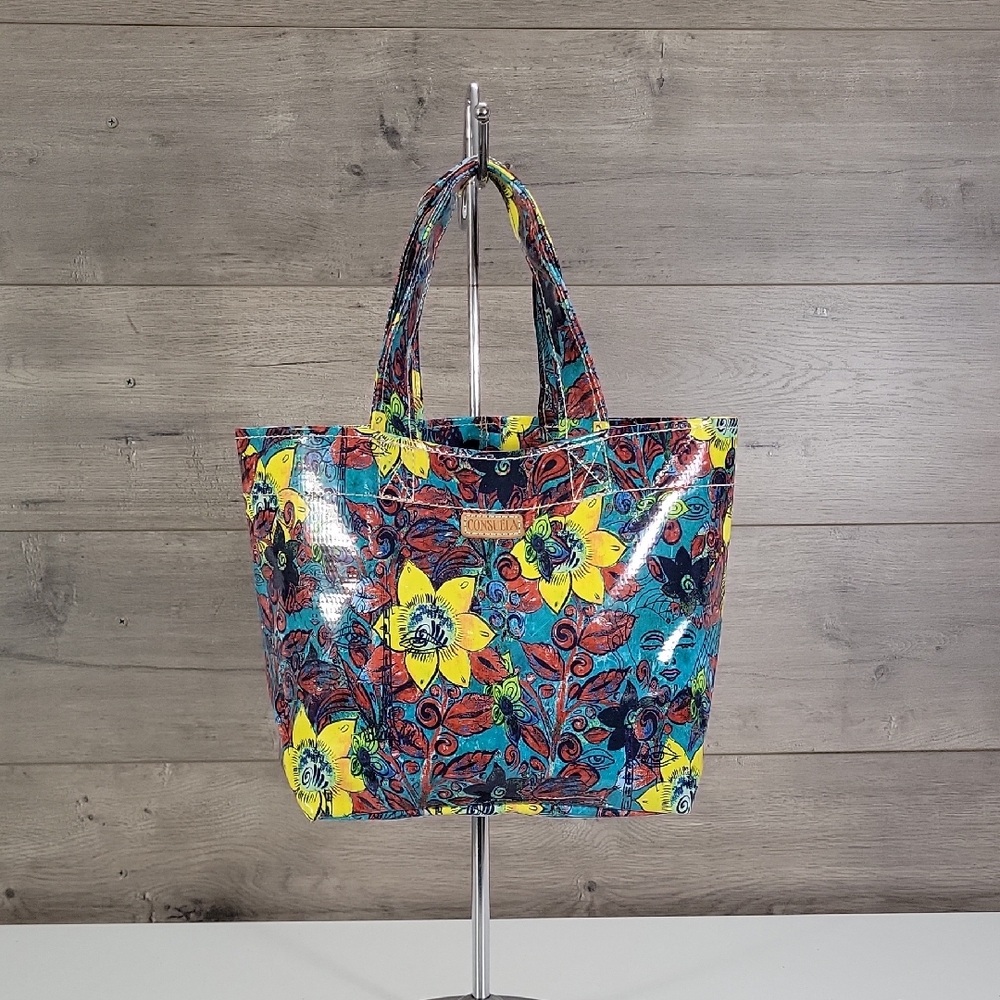 Consuela Colorful Floral Nylon Tote Bag - Yellow & Blue